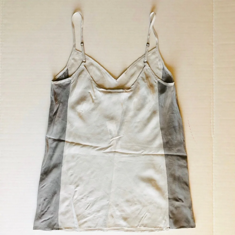 NWT J. Crew GREY Silk Racerback Tank w/ Adjustable Straps in Colorblock - Picture 5 of 7